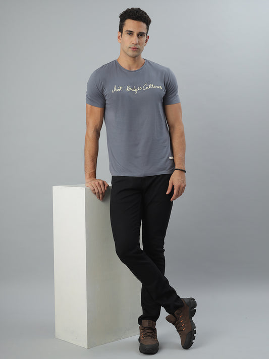 Blue Seamless Crew Neck Tshirt