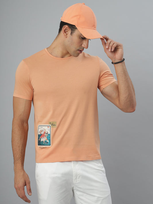 Orange Seamless Crew Neck Tshirt