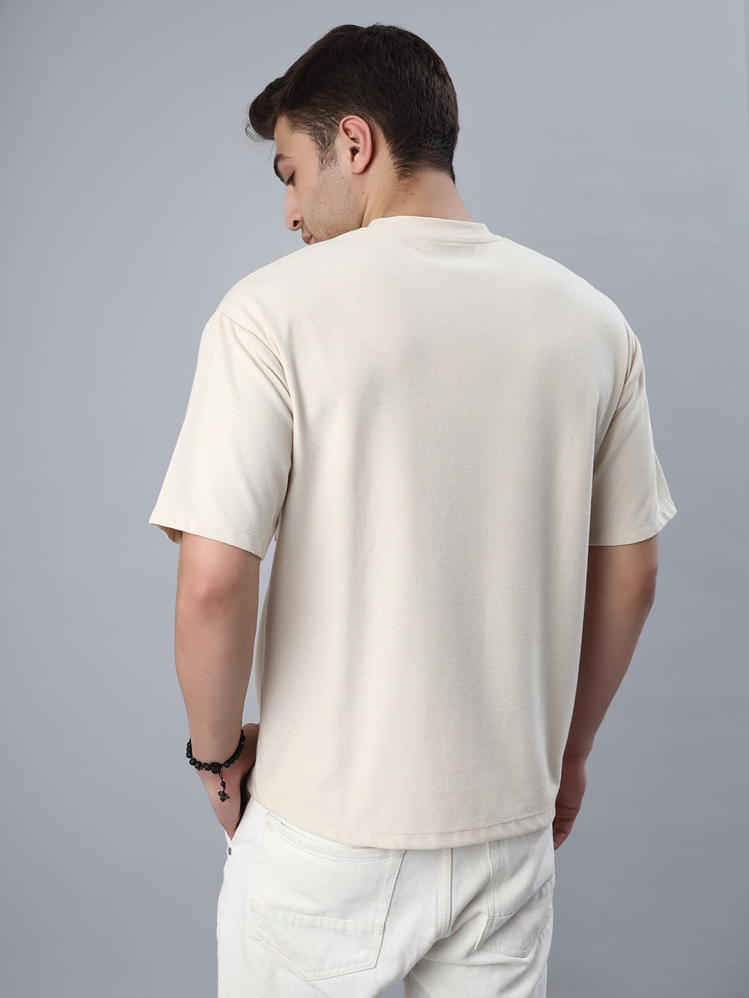 Beige Patch Oversized Tshirt