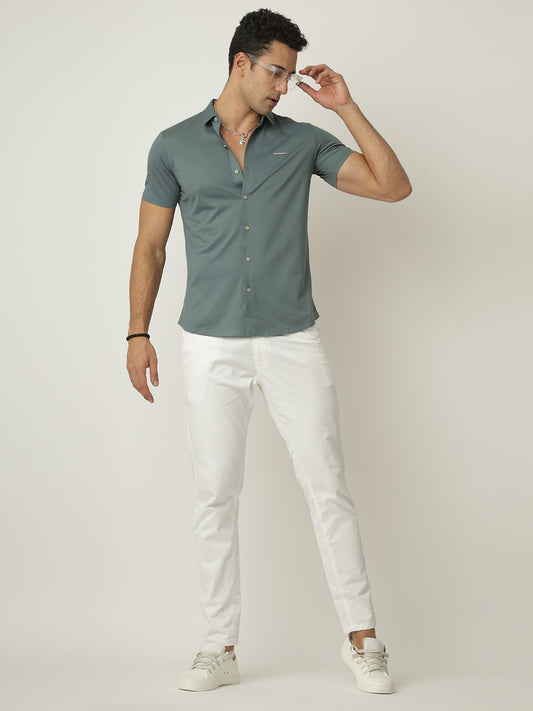 Green Fine Textured Seamless Shirt