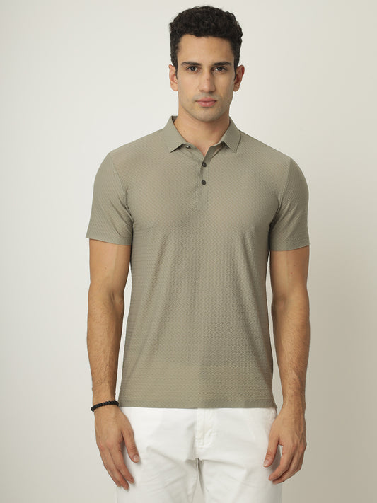 Khakhi Textured Polo Tshirt