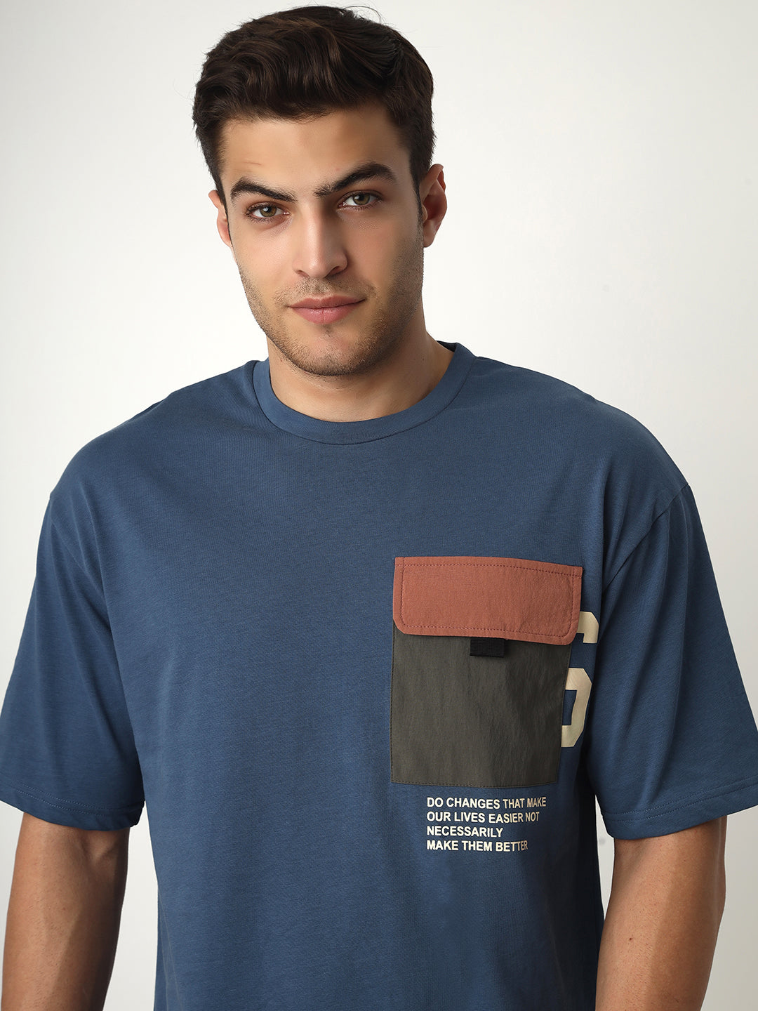 Blue Patch Pocket Oversized Tshirt