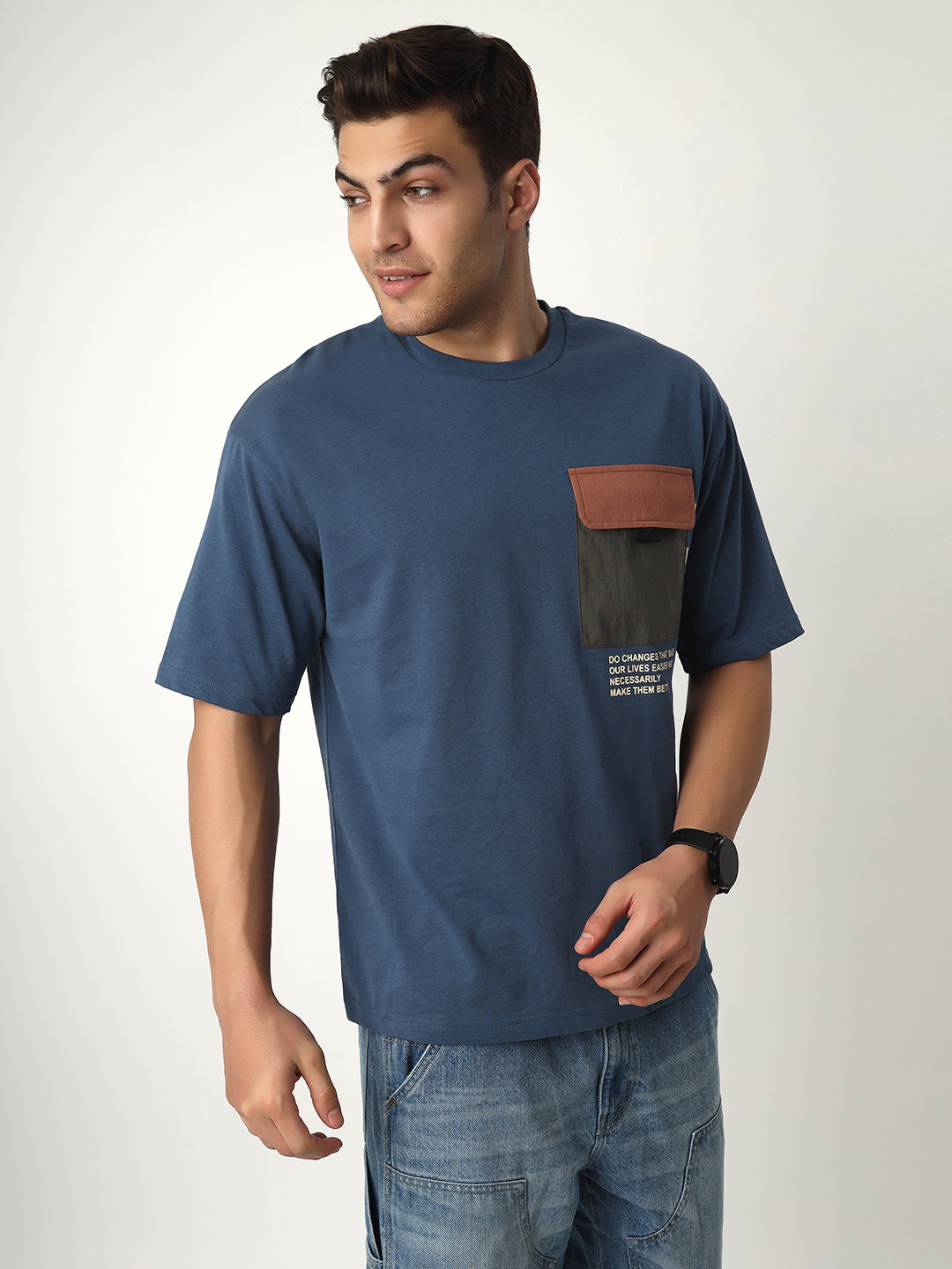 Blue Patch Pocket Oversized Tshirt