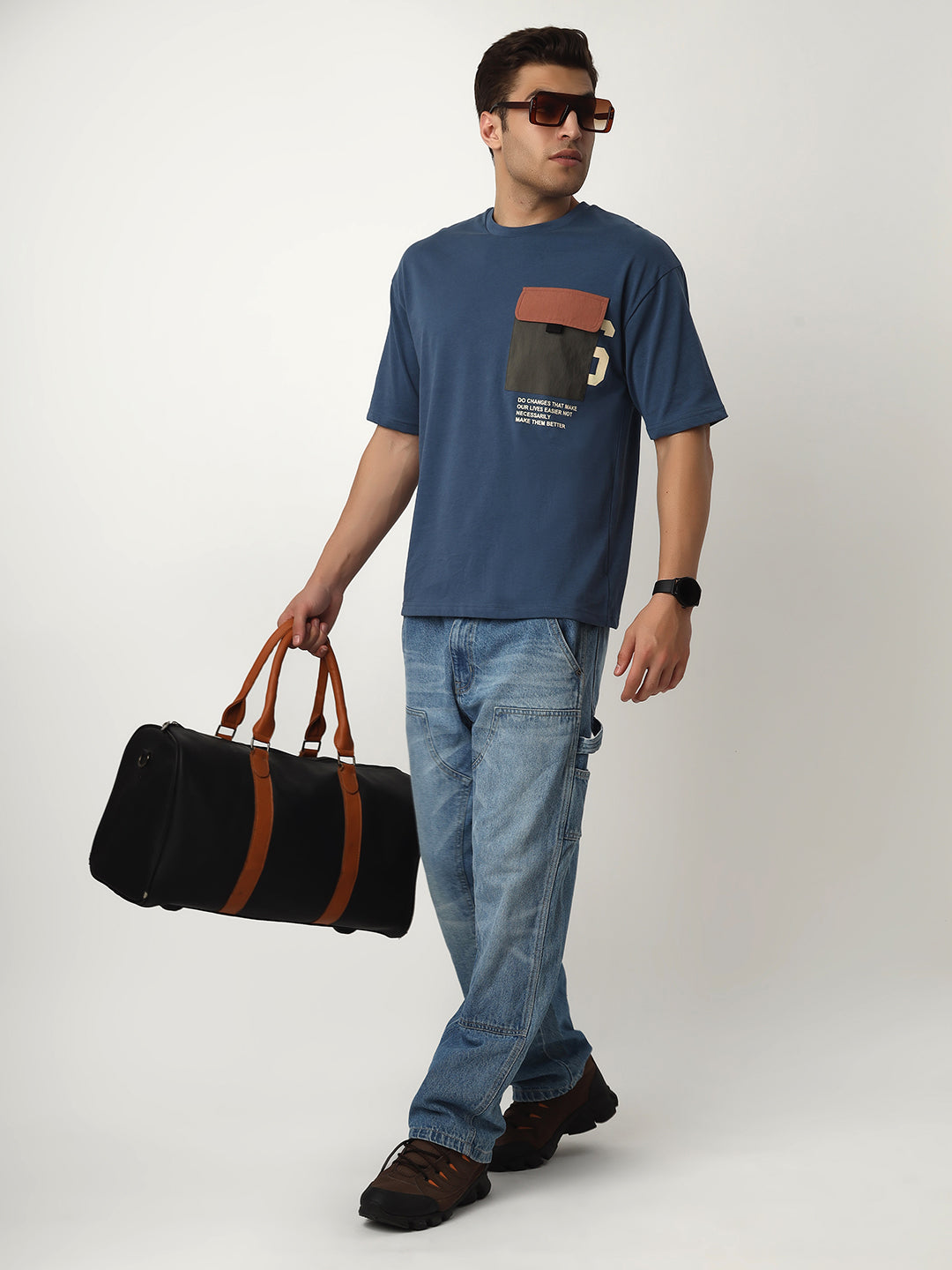 Blue Patch Pocket Oversized Tshirt
