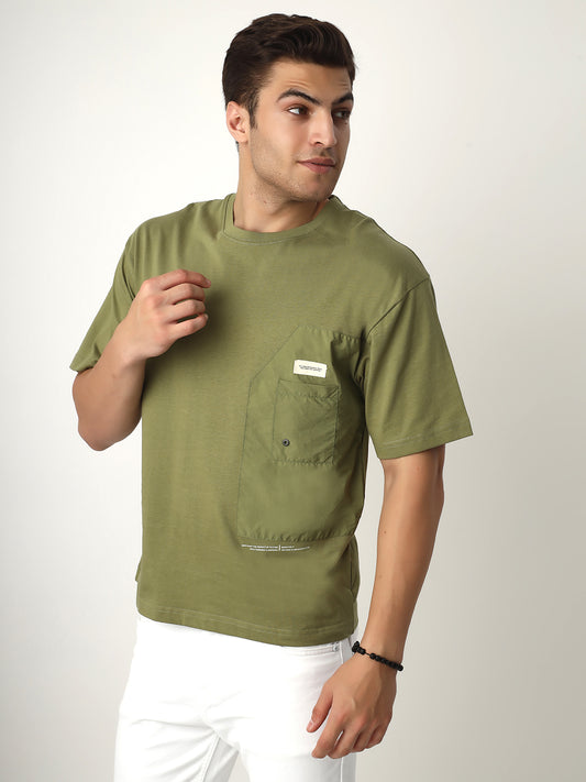 Army Green Patch Oversized Tshirt