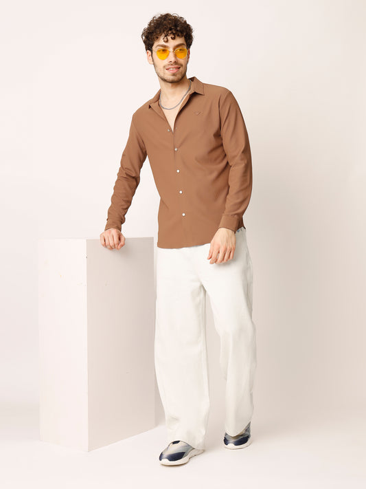 Mustard Pin Striped Stretch Shirt