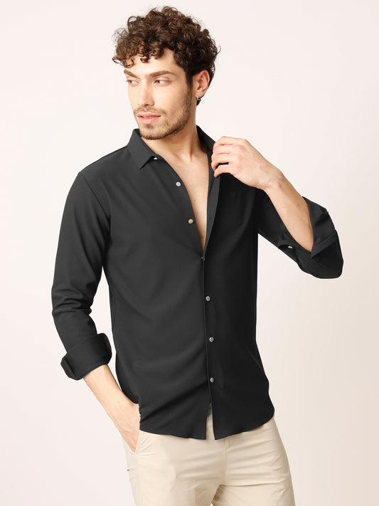 Black Pin Striped Stretch Shirt