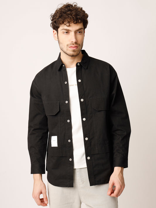 Black Over Shirt Shacket