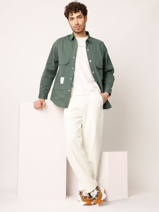 Green Over Shirt Shacket