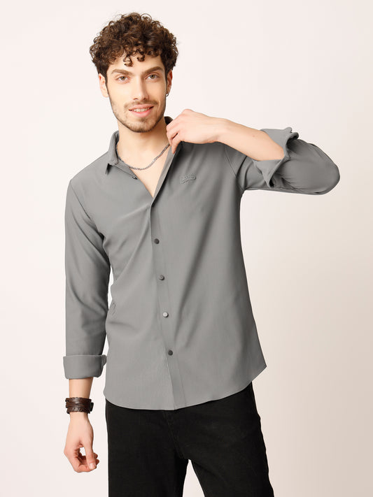 Grey Self Striped Shirt