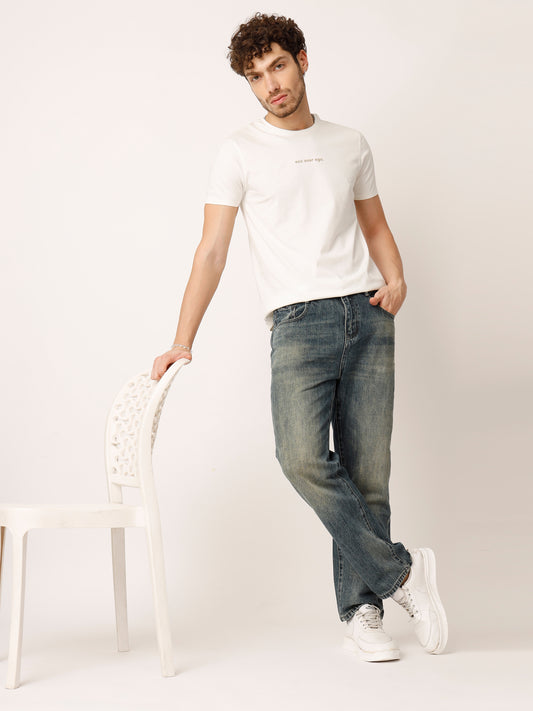 Blue Washed Straight Fit Jeans