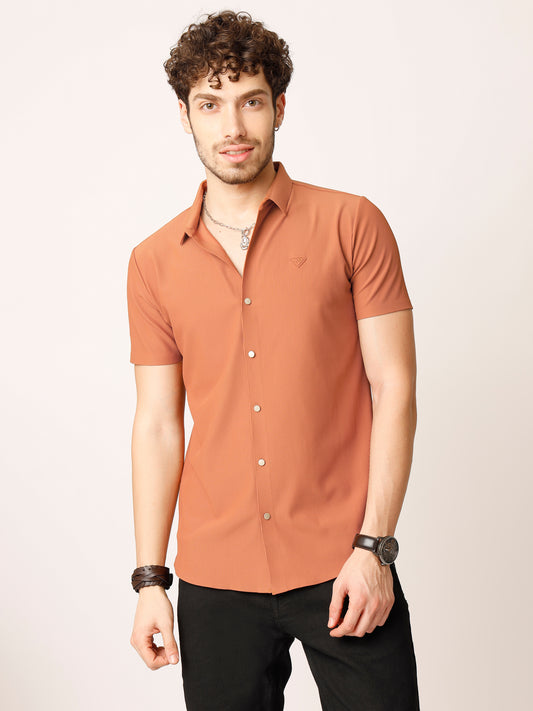 Orange Self Striped Shirt