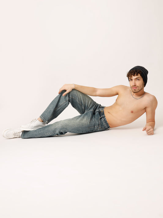 Blue Washed Baggy Fit Jeans