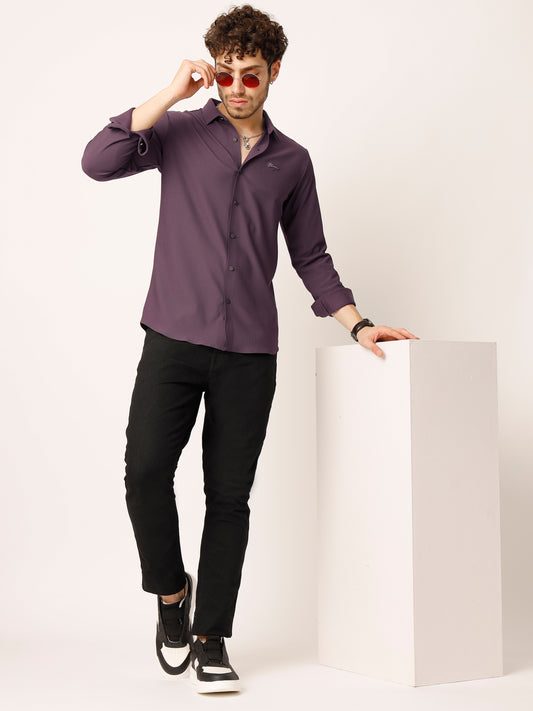 Wine Self Striped Shirt