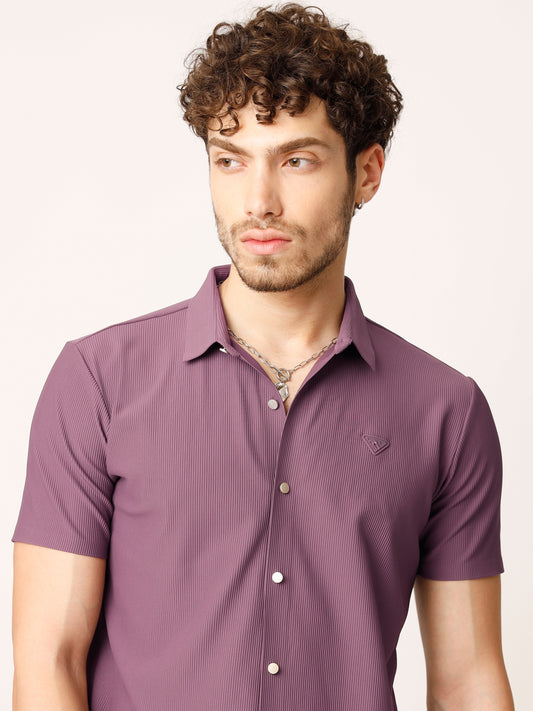 Wine Self Striped Shirt