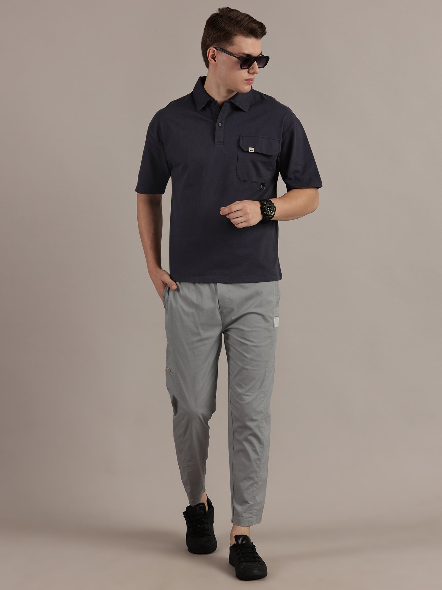 Blue Fine Textured Polo Tshirt