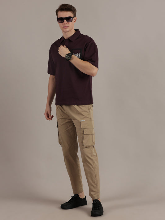 Wine Drop Shoulder Polo Tshirt