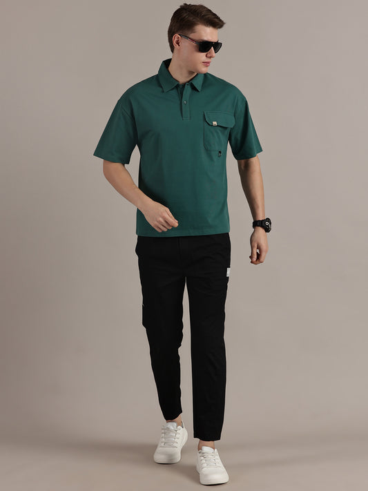 Green Fine Textured Polo Tshirt