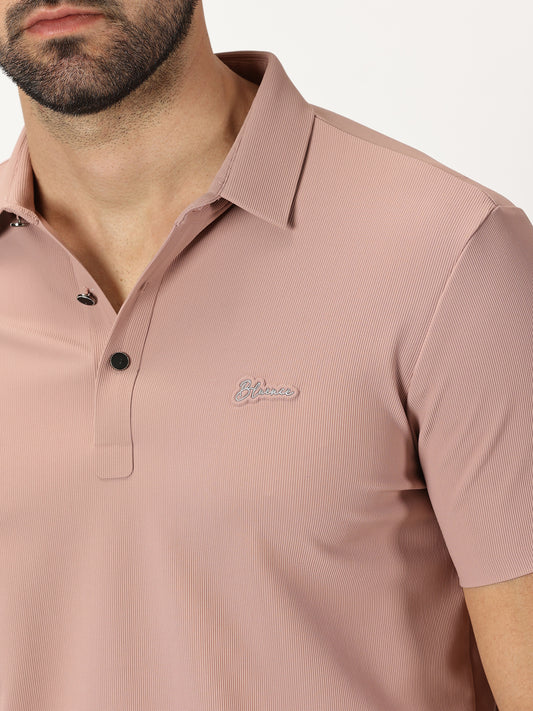 Ribbed Polo T-Shirt Dusty Pink