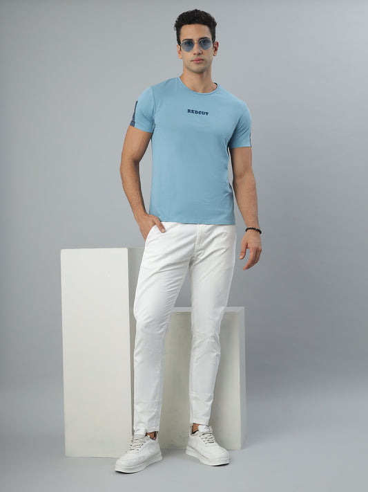 Blue Seamless Crew Neck Tshirt