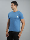 Blue Crew Neck Seamless Tshirt