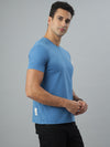 Blue Crew Neck Seamless Tshirt