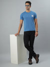 Blue Crew Neck Seamless Tshirt
