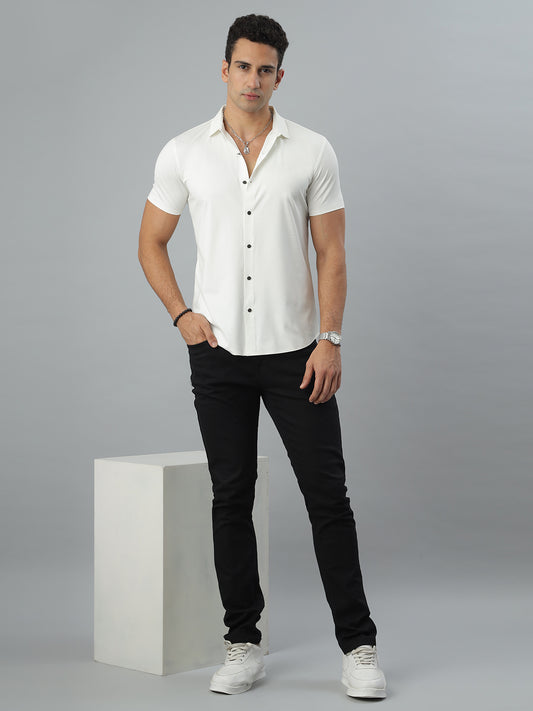 White Self Checked Shirt