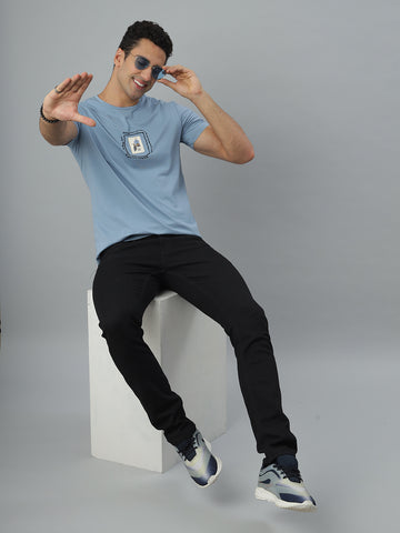 Blue Seamless Crew Neck Tshirt