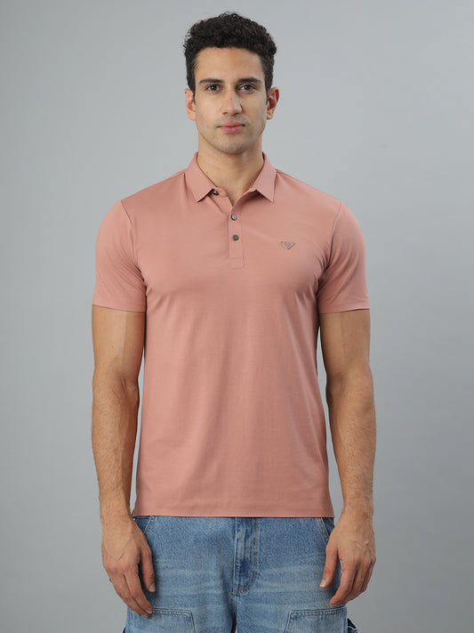 Pink Self Twill Polo Tshirt