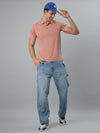 Pink Self Twill Polo Tshirt