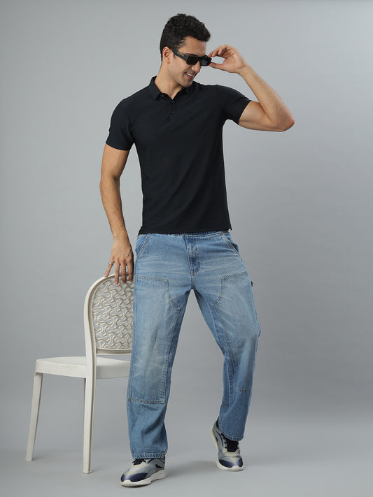 Dark Navy Textured Polo Tshirt