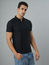 Dark Navy Textured Polo Tshirt