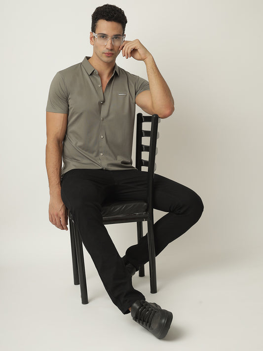 Grey Fine Textured Seamless Shirt