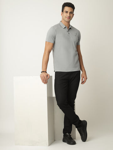 Stone Grey Twill Polo Tshirt