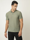 Green Textured Polo Tshirt