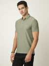 Green Textured Polo Tshirt