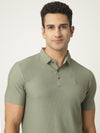 Green Textured Polo Tshirt
