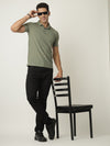 Green Textured Polo Tshirt