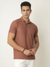 Pink Textured Polo Tshirt