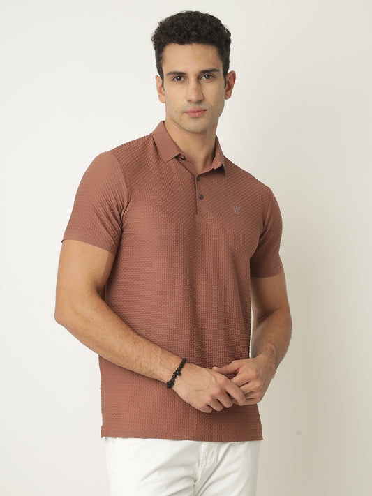 Pink Textured Polo Tshirt