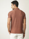 Pink Textured Polo Tshirt