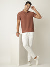 Pink Textured Polo Tshirt