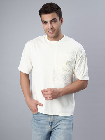 Cream Chest Pocket Oversized Tshirt