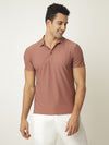 Pink Textured Polo Tshirt