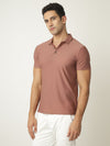 Pink Textured Polo Tshirt