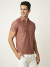 Pink Textured Polo Tshirt