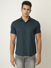 Navy Blue Self Checked Shirt