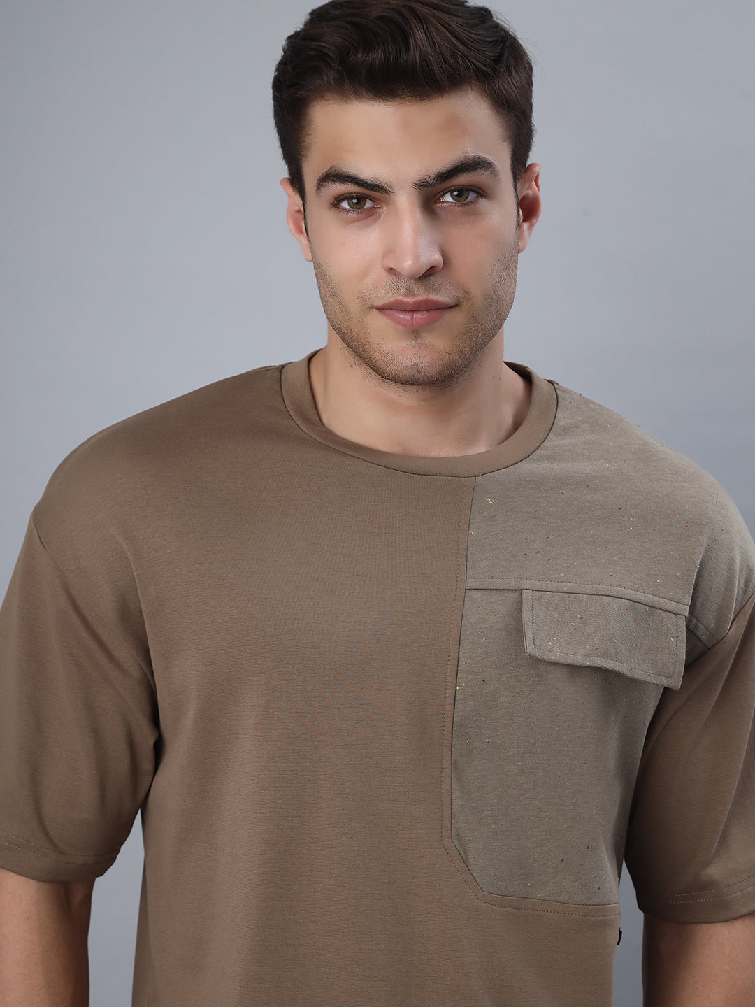 Brown Chest Patch Oversized Tshirt