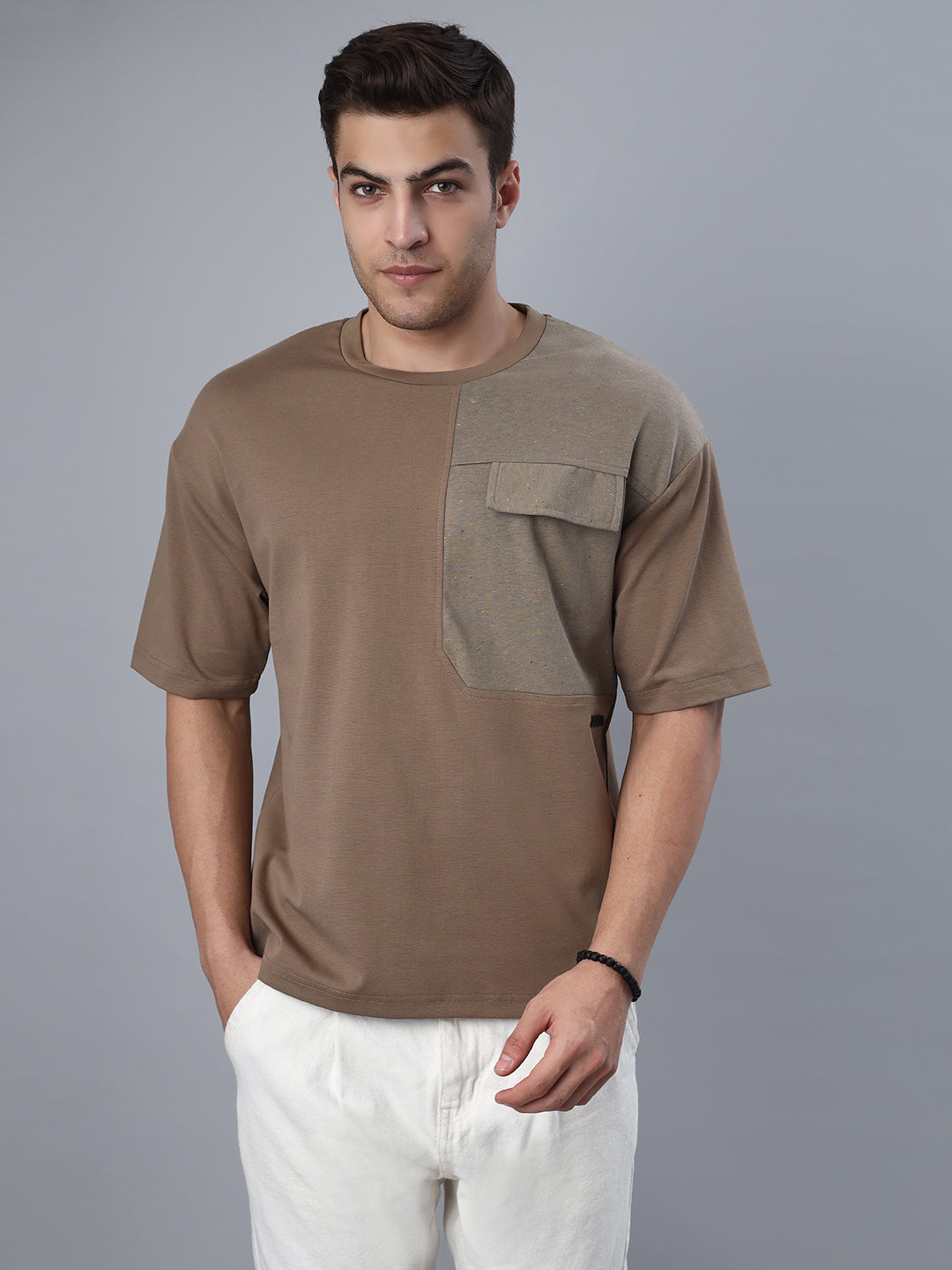 Brown Chest Patch Oversized Tshirt